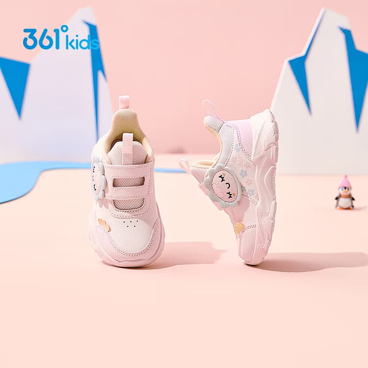 361°童鞋女童运动休闲鞋冬季新款轻便幼童鞋子 玫瑰水粉色/婴儿粉色/透明黄色 25