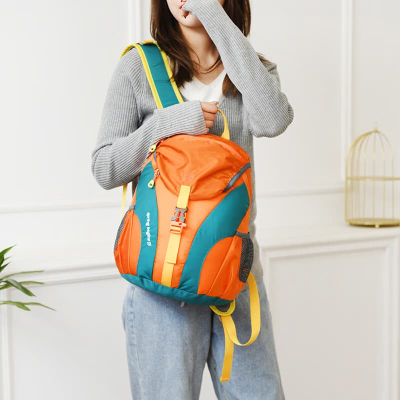小吉丁儿童背包户外出游新款潮小学生春秋游书包女童双肩包小女孩休闲旅 桔色15L