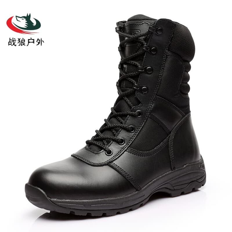 君洛克秋冬季高帮拉链作战靴男女战术靴轻便户外登山鞋D13808 黑色 39