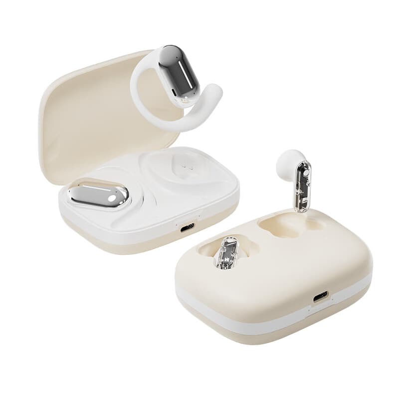 亿烁O1无线蓝牙耳机情侣款双耳机耳挂式超长续航ows运动蓝牙耳机 肤色 中文版