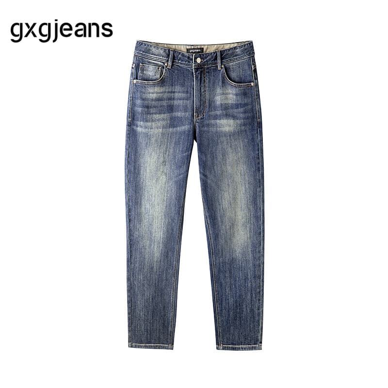 gxg.jeans男装牛仔裤秋季磨破做旧设计复古休闲水洗直筒长裤子 牛仔蓝-常规款-Y L (175) -31码