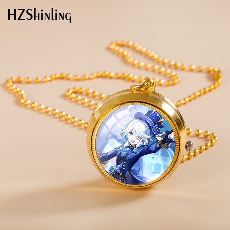 佳依乐芙宁娜周边怀表 旋转金属怀表散兵温迪魈学生人生日礼物翻盖项的 O55-芙宁娜 其他