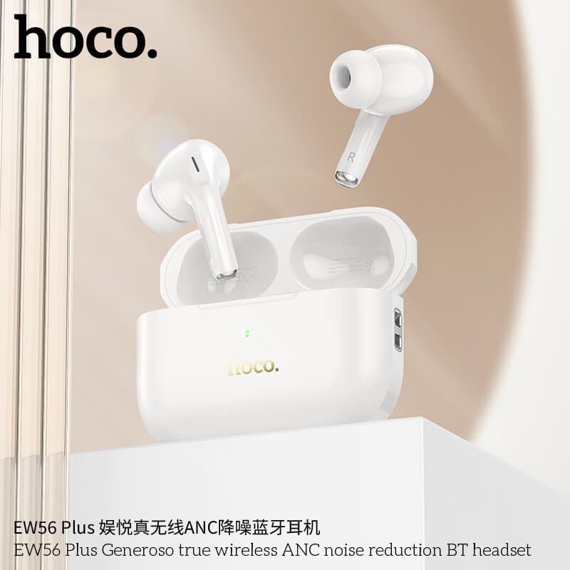 浩酷（HOCO）【滑动调节音量】蓝牙耳机无线耳机半入耳式运动跑步单双耳无线音乐耳机EW56适用苹果华为 【白色】EW56plus ANC降噪 V5.3