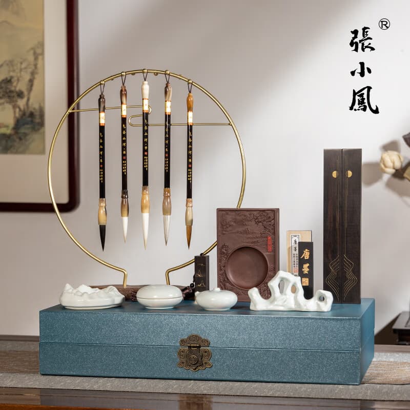張小鳳文房四宝套装高端毛笔套装文房四宝笔墨纸砚全套高档书法套装文房四宝送礼 【气吞山河】