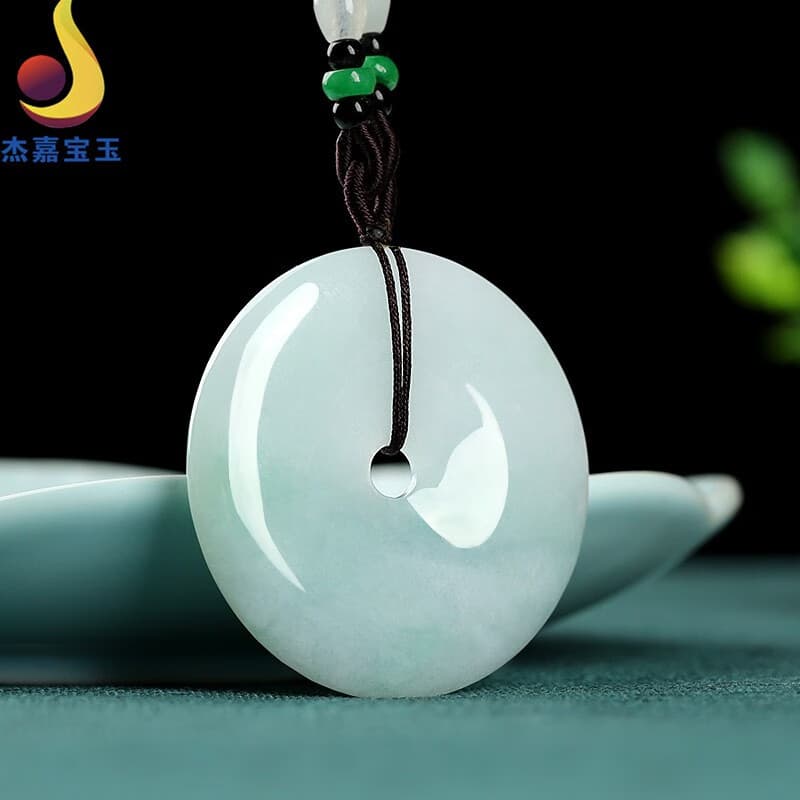 杰嘉宝玉翡翠平安扣吊坠冰种项链高冰种a货玉石挂件圆牌玉坠玉佩男女款