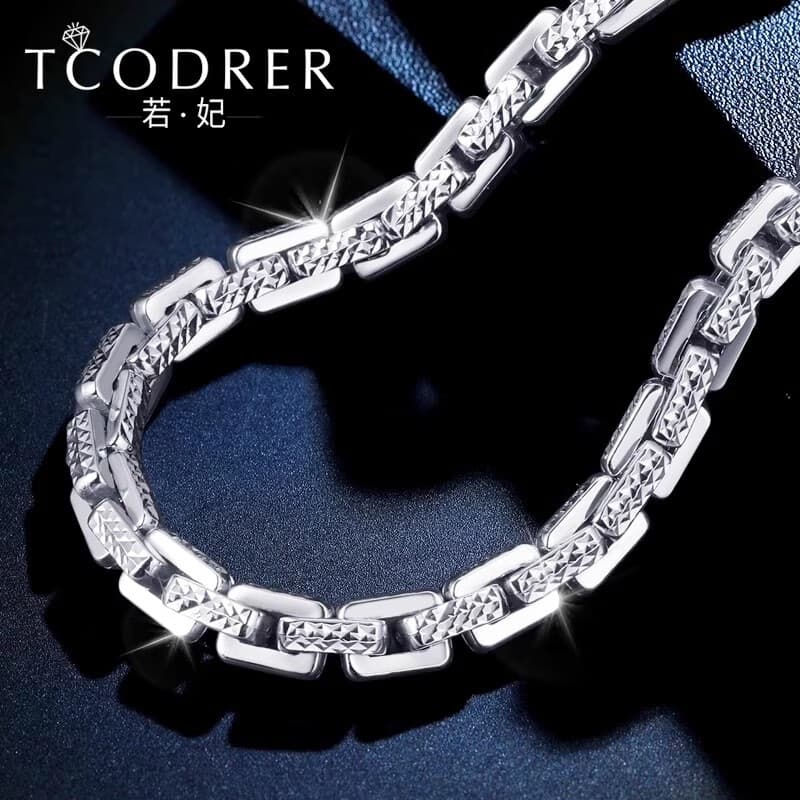 若妃铂金项链男pt950白金项链简约个性铂金男链显粗车花密卡项链 铂金950：59厘米66.26克约5.5mm