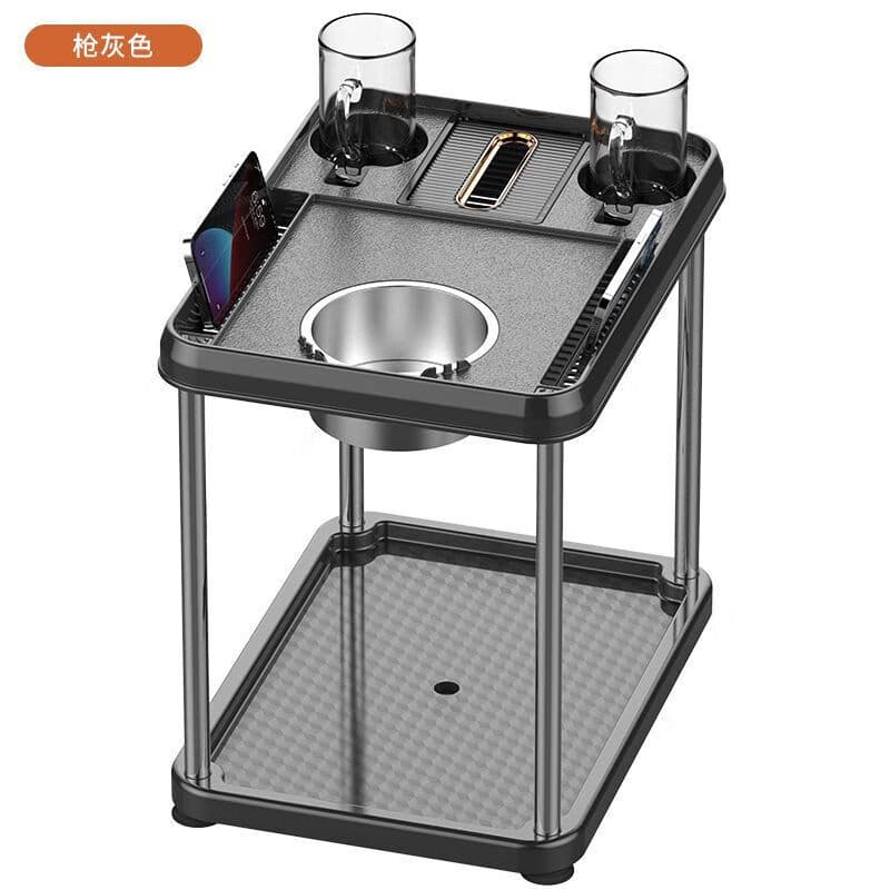 莺茗棋牌室专用麻将机茶几茶水架自动麻将机配件麻将桌旁小桌子烟灰缸 S012枪灰色 1只