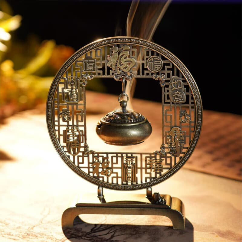 如意莲花吊炉香炉鹅梨帐中香沉香熏铜合金创意摆件古典净化倒流的 如意莲花吊炉不带香