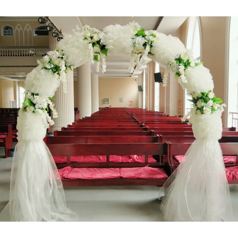 新款拱门婚庆花门花架婚礼道具开业庆典节庆用品绢花花拱橱窗布的 乳白'色 奶白'色