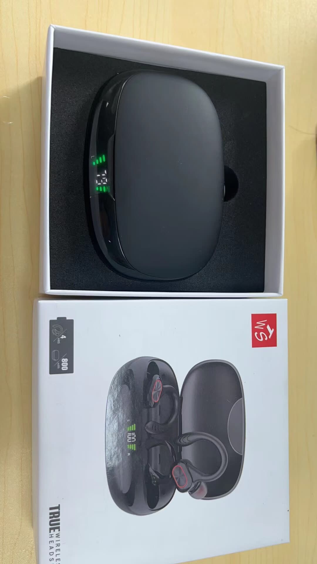 跨境私模S730运动蓝牙耳机无线爆款挂耳式蓝牙耳机5.0数显工厂 黑色 盒装