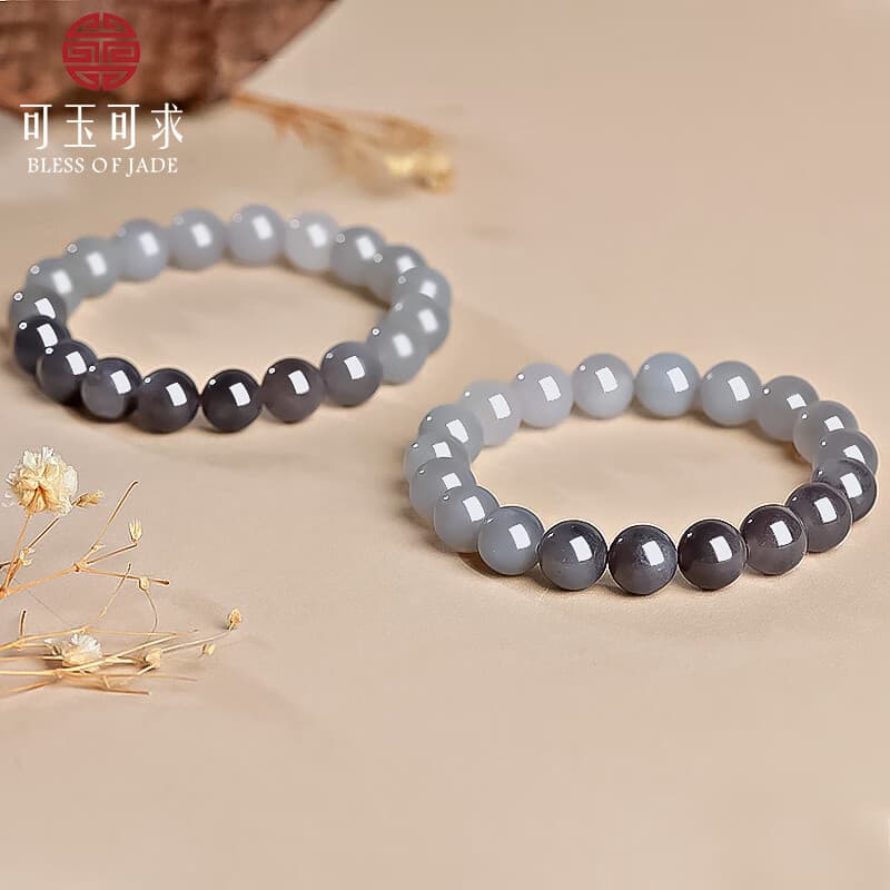 可玉可求保价11.11 和田玉素圈手链 女款玉石手串 寓意福运连连 约10毫米亲朋好友礼物