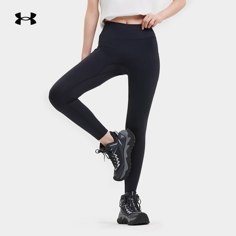 安德玛户外越野徒步瑜伽裤女新款外穿高腰显瘦修身提臀裤女 漫暮黑 L