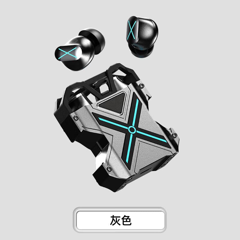 中性新款私模K89蓝牙耳机金锌合金太空仓降噪耳机双耳通话运动跑步 灰色