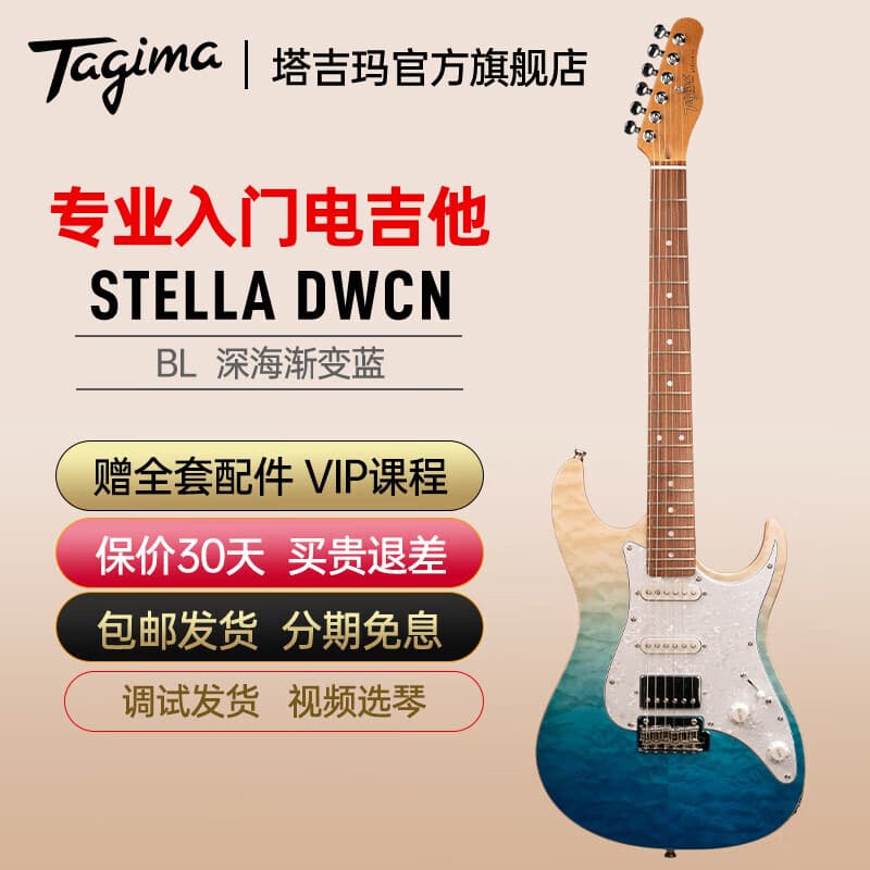 Tagima电吉他 塔吉玛 MIRACH FL/TLP系列初学者入门专业摇滚电吉他 【BL渐变蓝】STELLA-DWCN