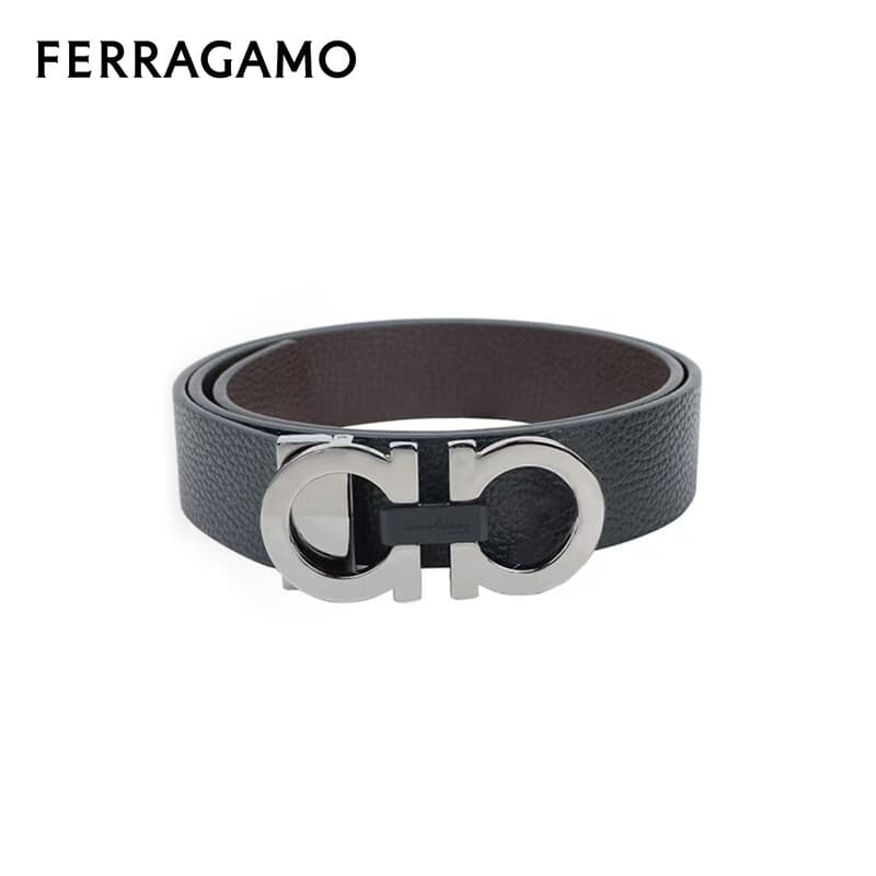 菲拉格慕（Ferragamo）男士双面可调节牛皮腰带皮带 678783 476361 110