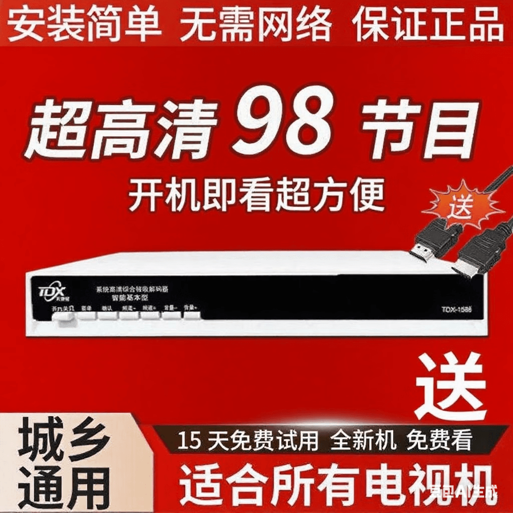 最新高清四代机顶盒乡镇农村无需网络山区老人小孩96套节目 96台（全套）配.小锅.机盒.线.头