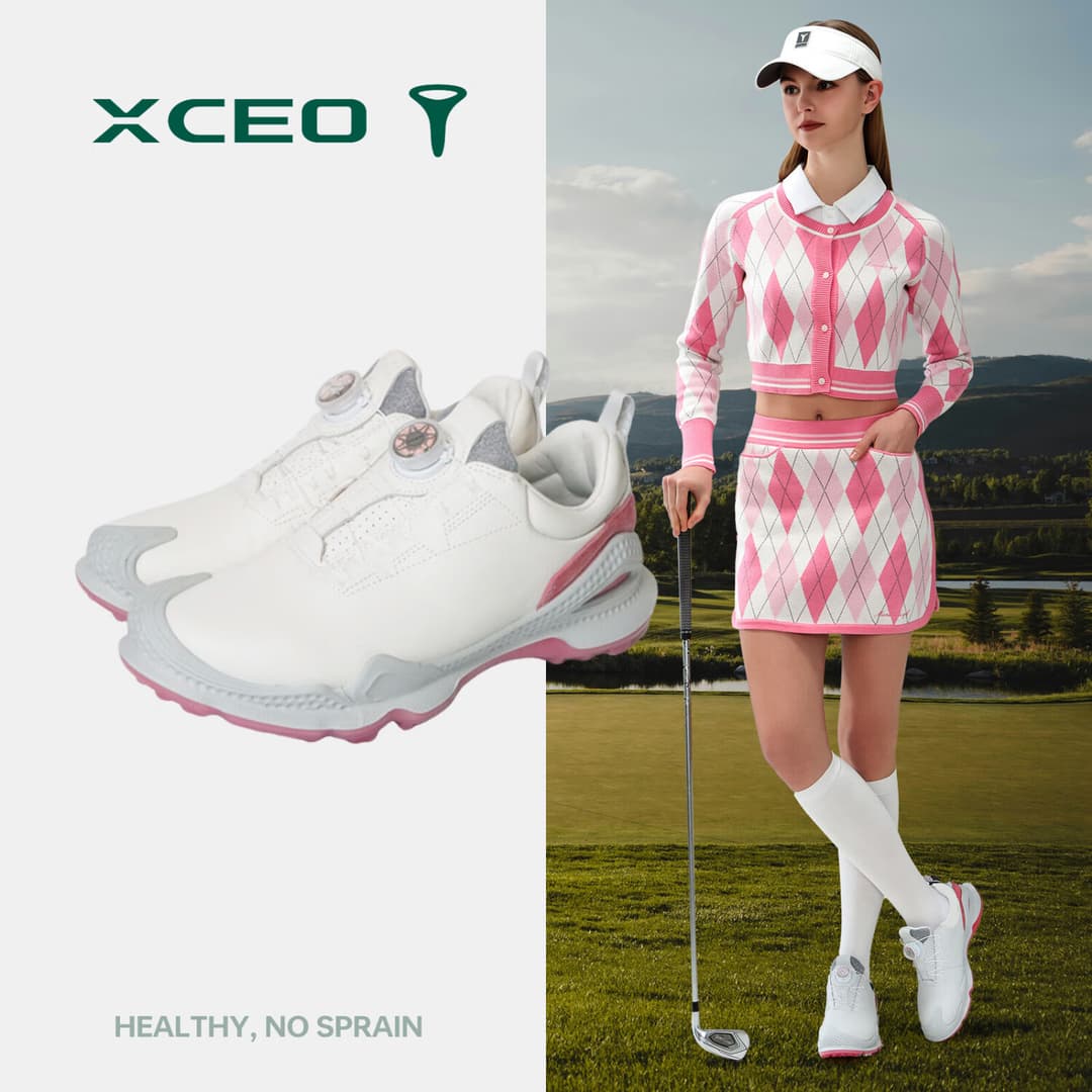 芯鹰XCEO高尔夫球鞋女夏季新款运动golf白粉色女款透气高尔夫鞋女士 白粉色 35