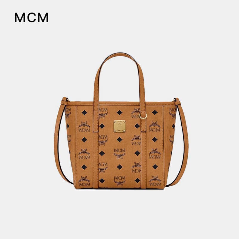 MCM女包菜篮子手提斜挎托特包送女友MWPEAMT06CO干邑色新  