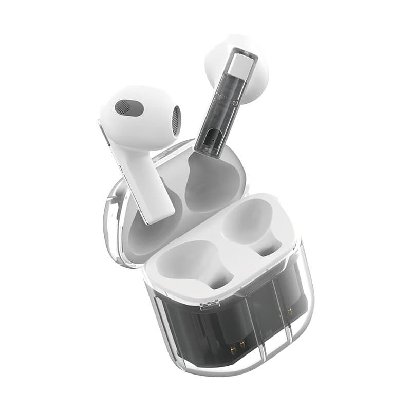 中性新款新款无线蓝牙耳机透明款运动挂耳机超长续航降噪蓝牙耳机批发 白色