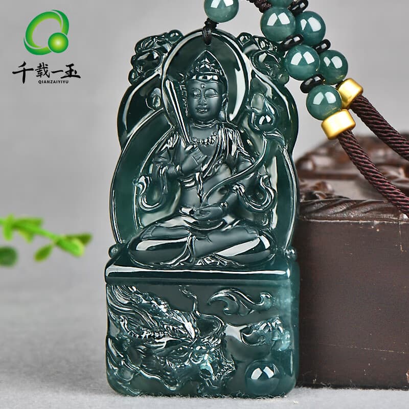 千载一玉保价11.11【孤品】翡翠本命佛吊坠男士翡翠十二生肖玉石属相玉坠 【属牛虎虚空藏菩萨】QZA1595i