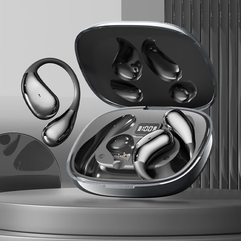 2025新款蓝牙耳机挂耳式无线耳机跑步运动久戴不痛高音质 黑色 +电镀工艺