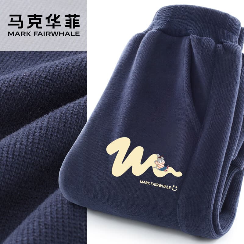 马克华菲童装男童裤子2025秋季新款儿童休闲运动卫裤男孩女童运动裤 m悠闲鲨K藏青 140