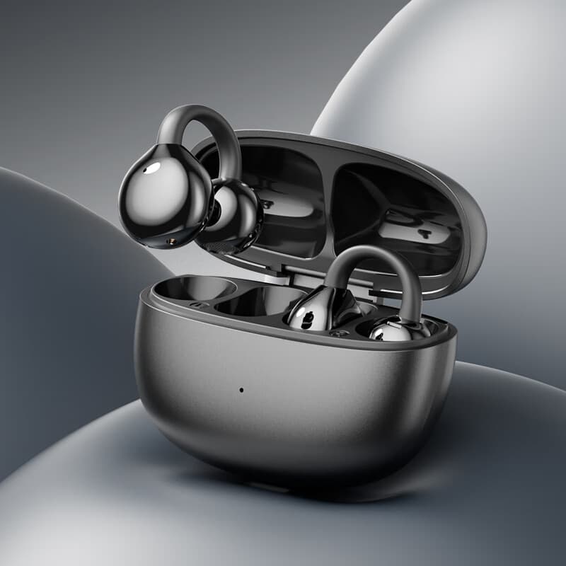 奥极森蓝牙耳机J01无线开放式耳夹式耳机不入耳运动跑步 曜夜黑