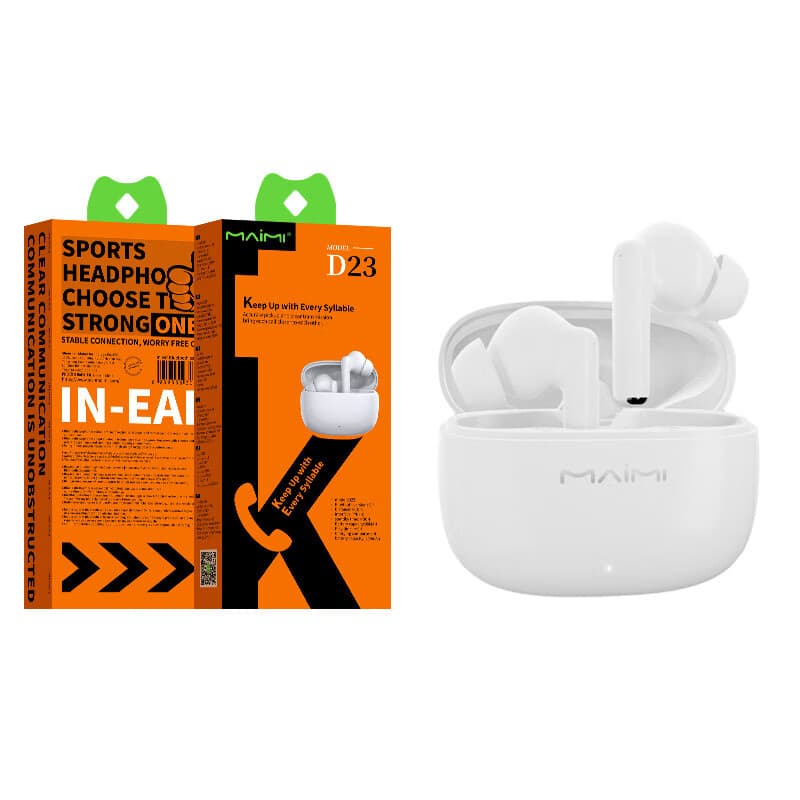 麦靡D23运动蓝牙耳机系列音乐跑步游戏商务入耳式降噪无线耳机 无线蓝牙5.4降噪耳机【白色】
