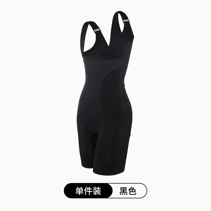 婷美连体塑身衣女夏季超薄收腹束腰产后塑形美体无痕收副乳瘦身衣 黑色 M (建议80-100斤)