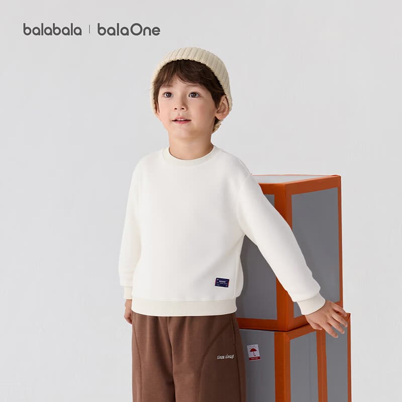 巴拉巴拉balaOne童装儿童卫衣男女童2025冬摇粒绒防静电上衣208425121201