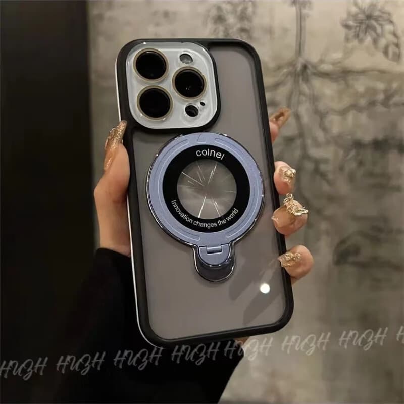 【品牌原装】双色高透磁吸苹果16pro手机壳新款iphone15promax自 彩镀镜头膜【浅天蓝-磁吸支架】 iPhone 15 Pro Max