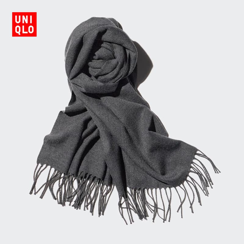 优衣库男装女装HEATTECH围巾/围脖防寒保暖25秋冬新款478312 07 青灰色 均码 (180 × 50 cm)