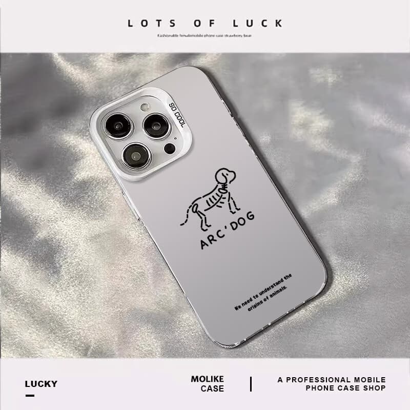 艾风格新款骷髅猫狗适用苹果16情侣手机壳iphone15promax华为pura80荣耀 BY105549-彩银壳-[透银] iPhone16