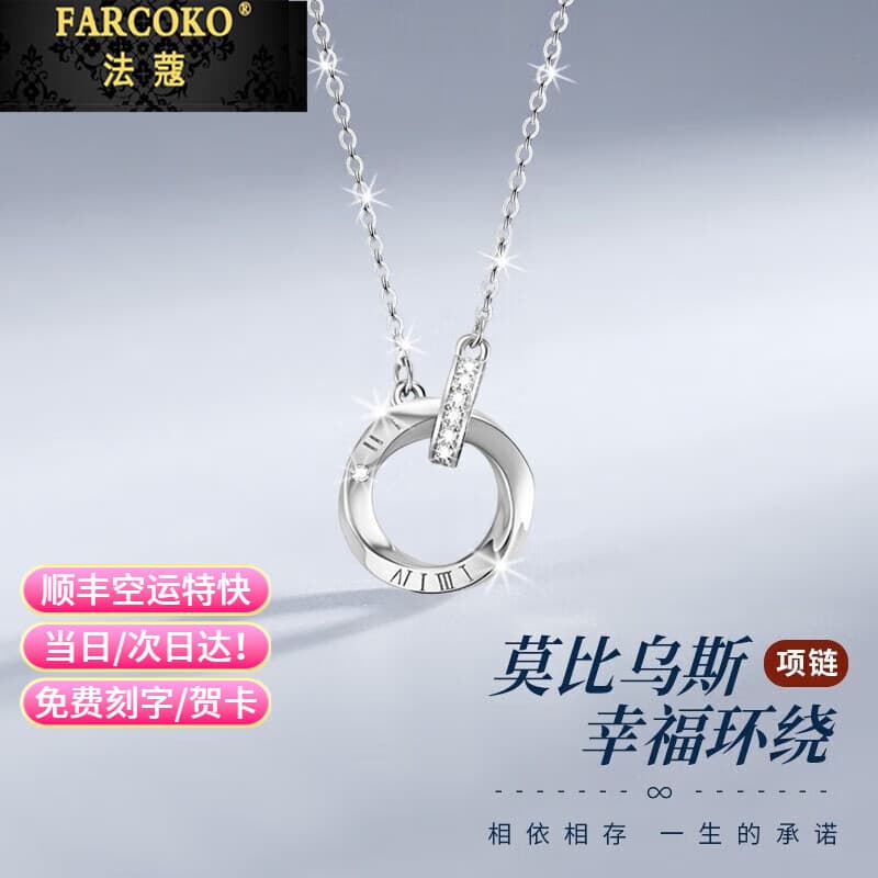 法蔻（farcoko）铂金项链莫比乌斯环PT950白金实用走心生日礼物送女友老婆 【七仓直发】铂金项链+莫比乌斯