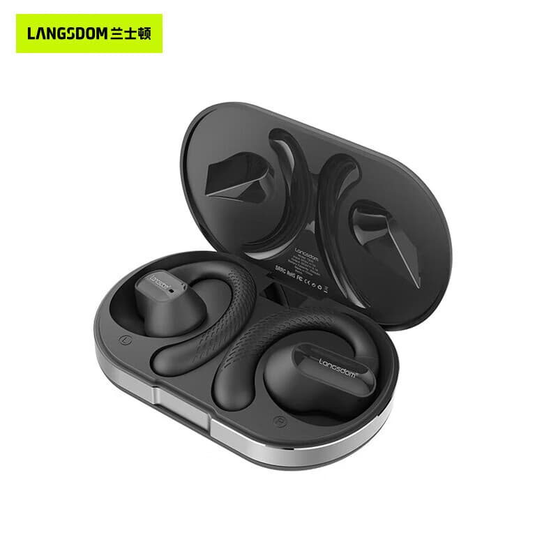兰士顿 蓝牙耳机挂耳式 骨传导概念开放不入耳 降噪运动跑步骑行耳机 适用于苹果小米华为手机 TS05黑色