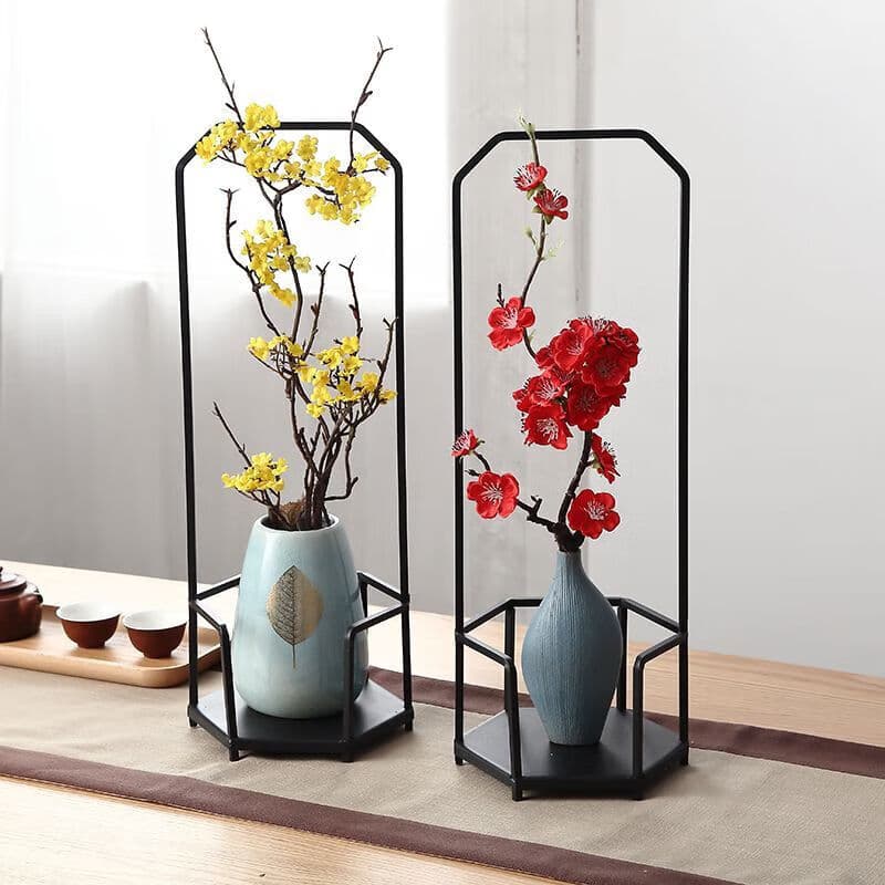 新中式摆件花铁艺术现代简约中国风轻奢客厅电视柜玄关家居装饰品 3花铁艺术.扁蓝瓶.送花