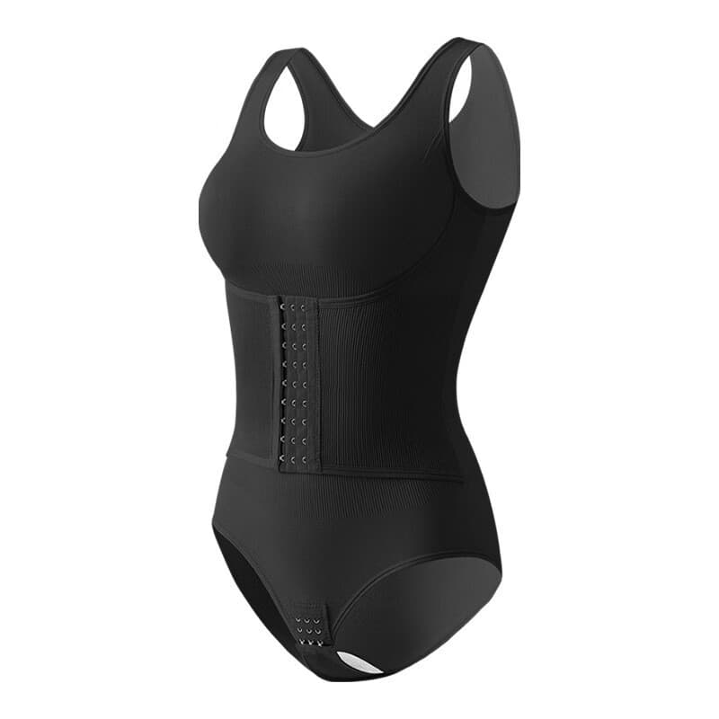 排扣塑身衣女美体提臀连体塑身衣收腰紧身大码束腰收腹束身连体衣 黑色 M