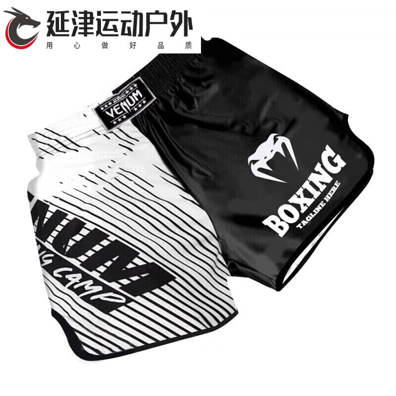 GSF搏击短裤毒液 毒液泰拳短裤男UFC拳击散打服武术运动健身跑步训练 黑白 XS