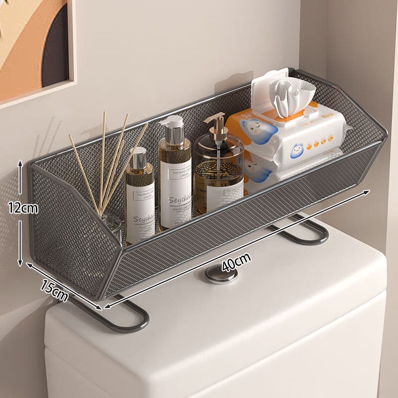溥畔卫生间马桶上方置物架浴室储物架子厕所多功能洗手间用品收纳 黑色大号
