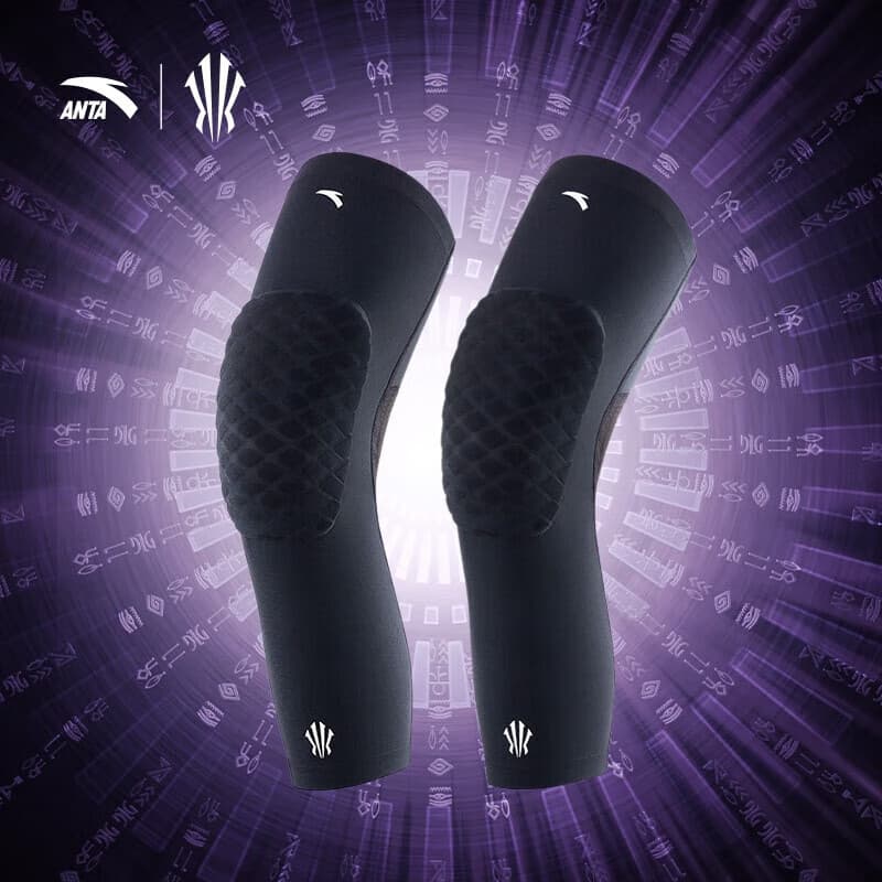 安踏（ANTA）【凯里欧文同款】护膝 运动跑步跳绳羽毛球半月板损伤膝盖护具 黑色 2只装 L