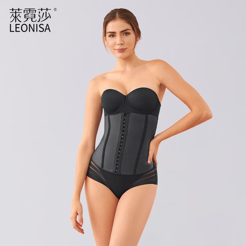 Leonisa运动束腰塑身腰夹封衣女收小肚子运动健身暴汗美体收腹带 黑色 S