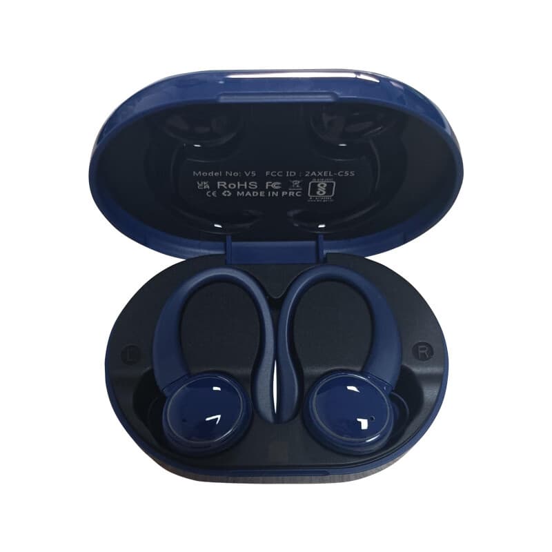 跨境跨境新款私模耳挂式跑步耳机北智能无线降噪蓝牙防水运动耳机 宝蓝色