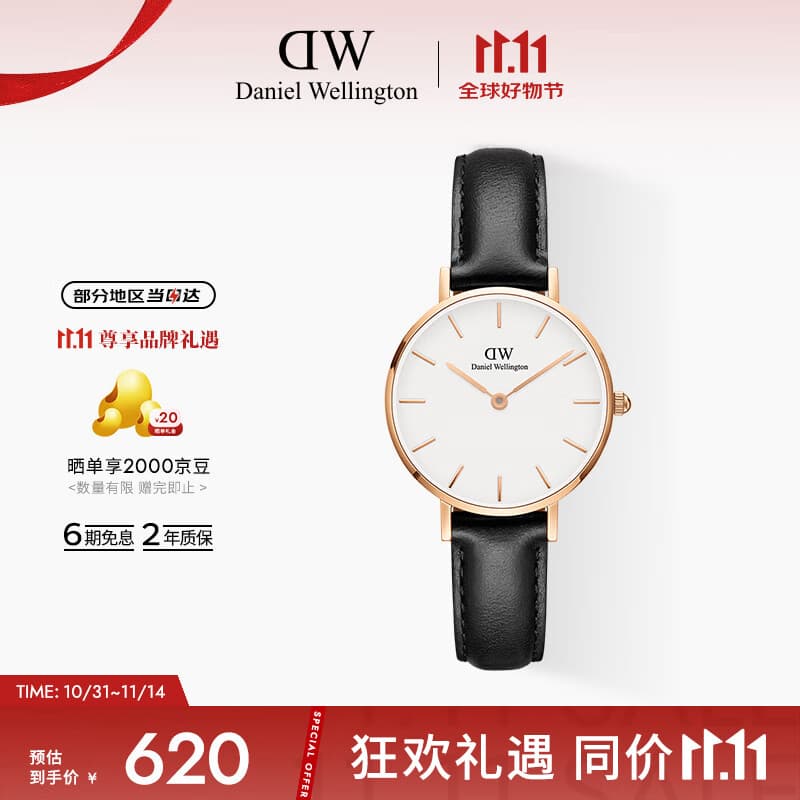 丹尼尔惠灵顿（DanielWellington）DW手表女 简约皮带女士腕表时尚欧美表生日礼物送女友DW00100230