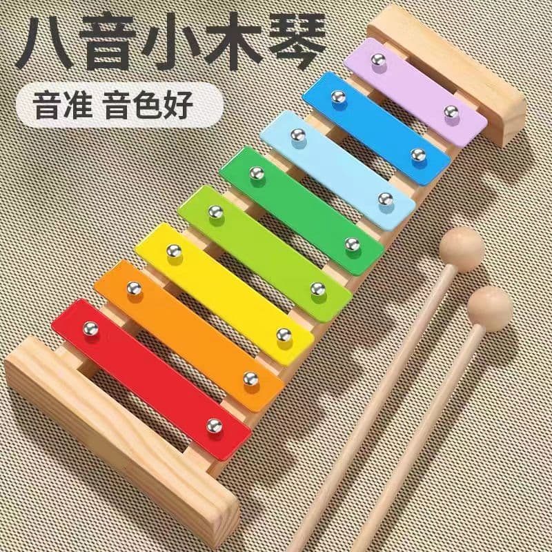 佳依乐木制八音琴幼儿童钢片手敲琴敲打击乐器婴儿音乐类玩具小木琴的 手敲小木琴+两根敲棍+琴谱一张