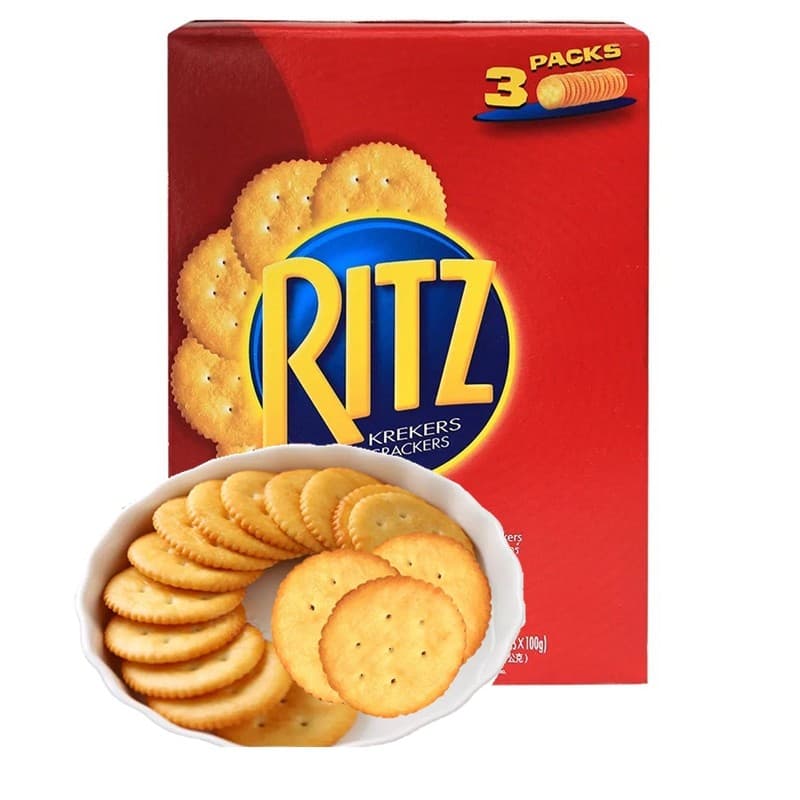RITZ印尼进口RITZ咸味薄片饼干300g卡夫乐之原味酥松饼干休闲零食品 原味300g *1盒
