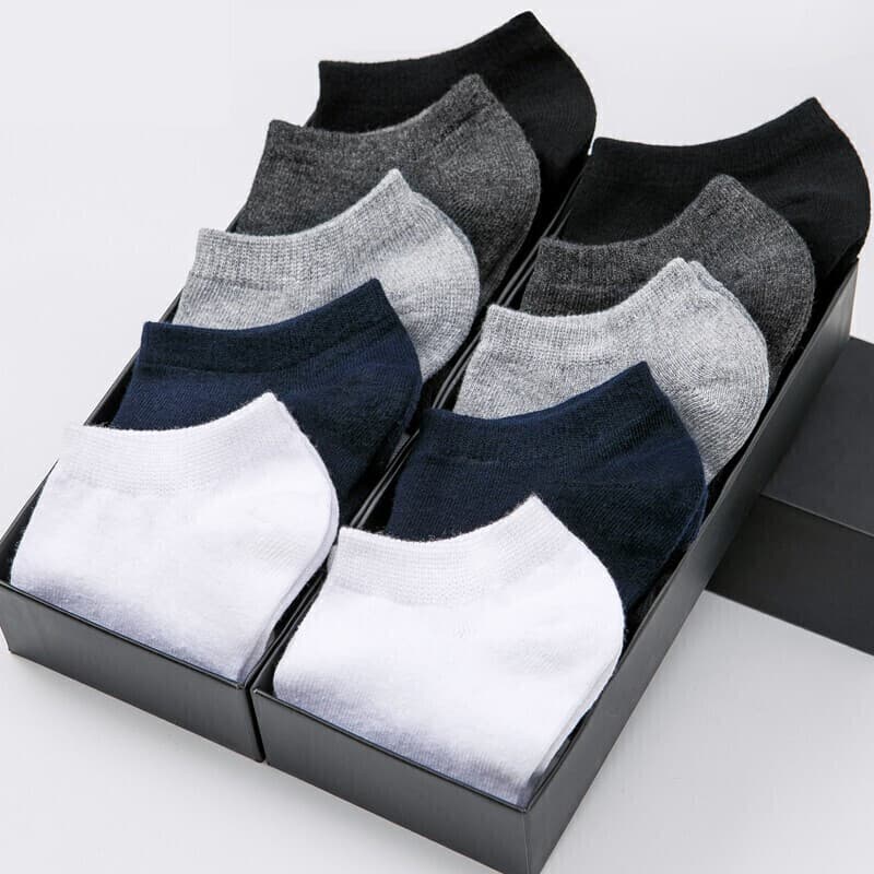 北极绒袜子男短袜船袜透气吸汗商务休闲四季短筒男春秋纯色袜 6双随机色 均码